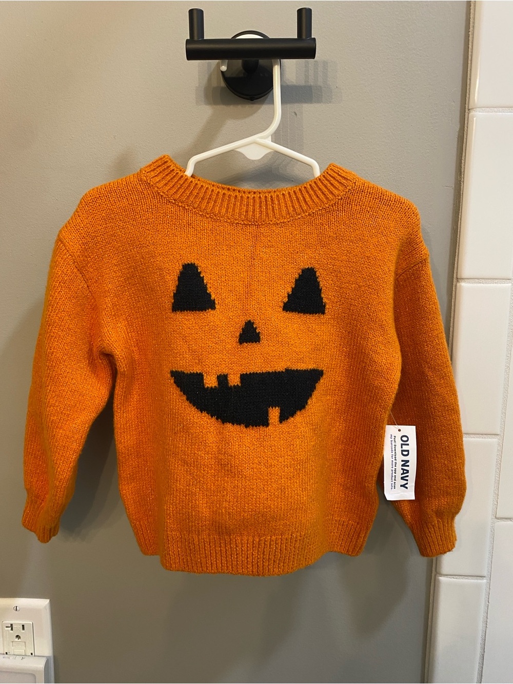 Old Navy Orange Knit Pumpkin Face Sweater / Size 2T / NWT
